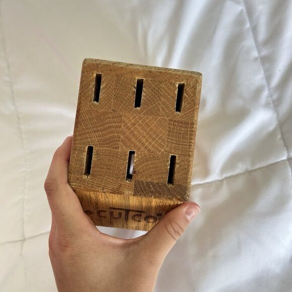 Cutco 6 Slot Table Knife Oak Wood Block Made In USA - Picture 5 of 6